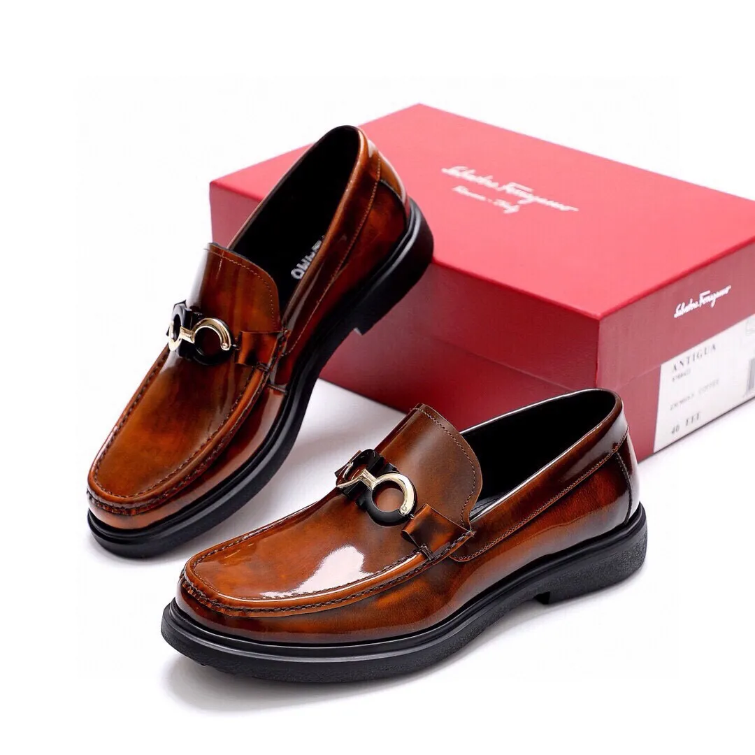 Men's shoes 💰520 💐[Ferragamo/Ferragamo] New 🐲Ferragamo* Ferragamo classic formal leather shoes! It is made of imported first-layer open-edge beaded cowhide leather upper + luxurious hardware buckle, and the inner layer is comfortable first-layer cowhide 🐂 leather lining! Original rubber outsole! Code number 38-44 (45🉑️customized)
